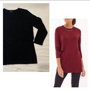 J. Jill Wearever Top Seamed Layered Back Tunic Bordeaux Black Size Large